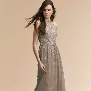 Anthropologie x BHLDN Ginny Silver Grey Sequin Dress, Size 4, Like new condition